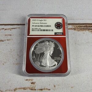 2025 S Silver Eagle PF69 Ultra Cameo Advance Release NGC Certified